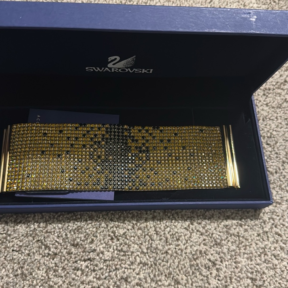 Swarovski cuff, gold and black